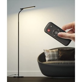 Floor Lamp with Remote & Touch Control, with 4 Color Temperatures / Stepless Dimming /Night Mode Timer Set,2500k - 6500k Energy Saving Standing Reading Lamp for Living Room, Bedroom,Office