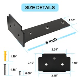 Redunest Floating Shelf Brackets,4 Pack Heavy Duty L Brackets for Shelves, 6 Inch Black Stainless Steel Countertop Support Brackets,Wall Mounting for Wood