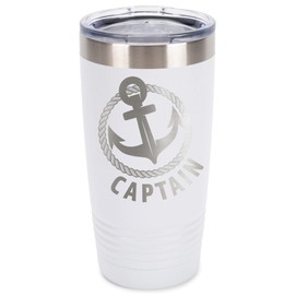 Elanze Designs Captain Anchor Rope White 20 ounce Stainless Steel Vacuum Insulated Travel Tumbler With Clear Lid