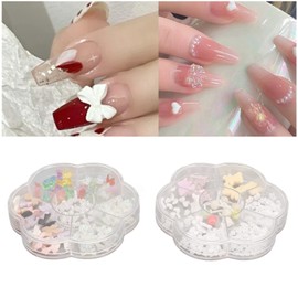 Bow Nail Art Bow Nail Rhinestones, Decoraciones de Uñas en 3D Bow Nail Art, Varios Tamaños Colorido Resina Bow Nail Decal, Tie Shape Nail Art Charms Decoraciones para Nail Art DIY Crafts Accesorios