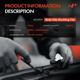 A-Premium 20 PCS Body Side Moulding Car Retainer Fastener Push Pin Clips Compatible with Honda CR-V CRV 1999-2001 Civic 1999-2011 Pilot 2003-2008 Odyssey 1999-2004