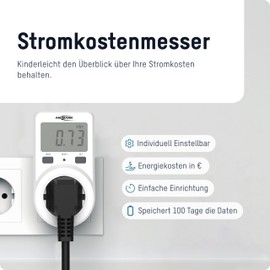 ANSMANN Digital Compact Energy Cost Meter APM 1 Power Consumption Meter Energy Check / Electricity Meter up to 3680 W Includes Memory Function and Integrated Touch Protection Energy Saving Energy