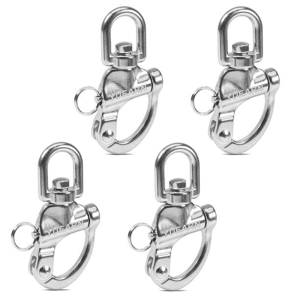 YUEARN Heavy-Duty 316 Stainless Steel Quick-Release Snap Shackle (4-Pack), Multi-Use