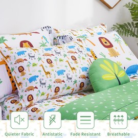 Mooreeke Kids Full Comforter Sets for Boys Girls 8 Pieces Animal Bedding Set for Teens Microfiber Lion Elephant Kids Bed in A Bag with Comforter, Sheet Set, Shams and Decorative Toy Pillow All Season