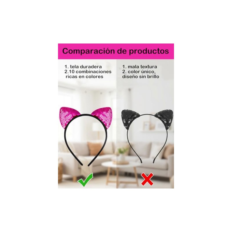 10 Orejas De Gato, Diademas Gato Estilo Cosplay Fiestas Regalos,