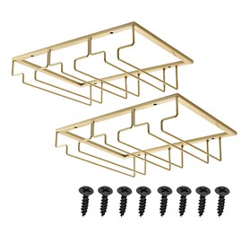 eywlwaar Gold Wine Glass Rack Stemware Holder Wine Glass Holder Wine Glass Hanger 11.8 Inch Long 3 Rows (2Pack-Gold, 3 Rows-2 Pack)