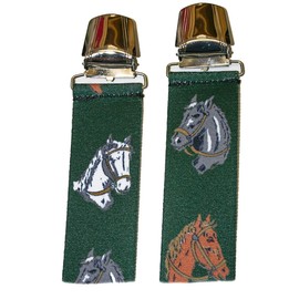 EDERER Reiter Pferd Braces from Austria Vienna Vienna in Horse Design 35 mm Wide in H-Shape with 4 Extra Strong Clips Uni / Rider Horse Green P-006, Green