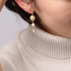R-days Daikanyama Cotton Pearl Tricule Non-Hole Earrings, Hypoallergenic, White, Beige,