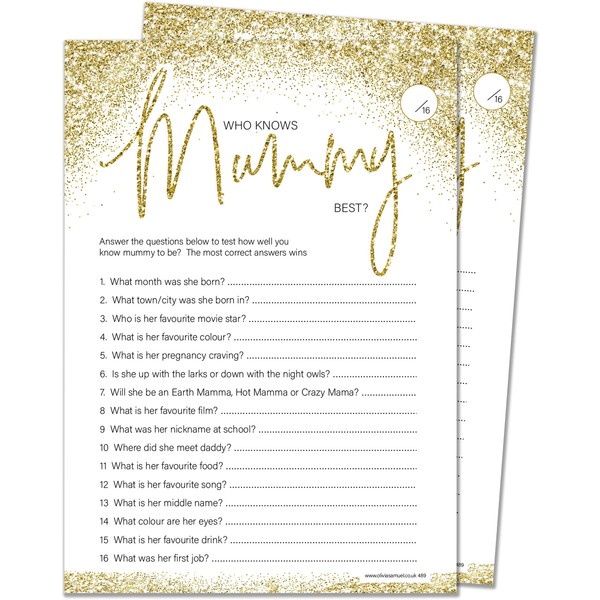 Olivia Samuel Who Knows Mummy Baby Shower Game for up