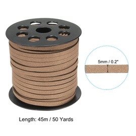 PATIKIL Flat Suede Leather Lace, 5mm x 50 Yard Faux Suede Leather Cord DIY Supplies for Necklace Bracelet Beading Jewelry Making Tassels Art Crafts, Khaki