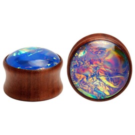 KUBOOZ Sea Shell Center Wooden Ear Plugs Tunnels Gauges Stretcher Piercings Jewelry