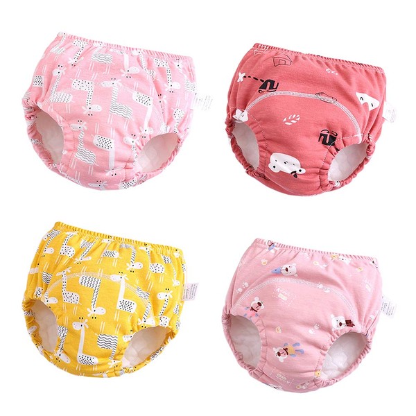 U0U Baby Girls'4 Pack Cotton Training Pants Toddler Potty Training