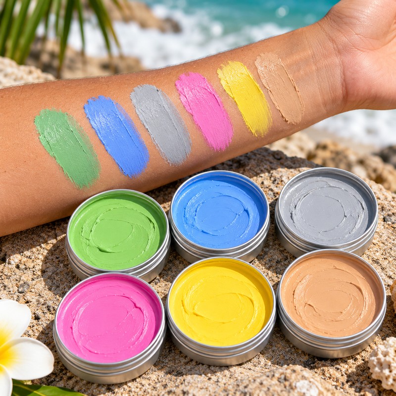 Colorful Zinc Sunscreen Mud for Surfing & Beach Days –