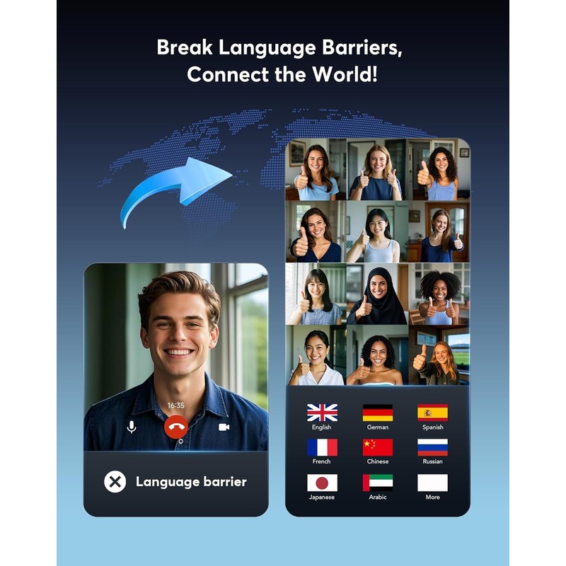 Paekole AI Translator Earbuds Real-Time 144 Languages & Accents, 3-in-1