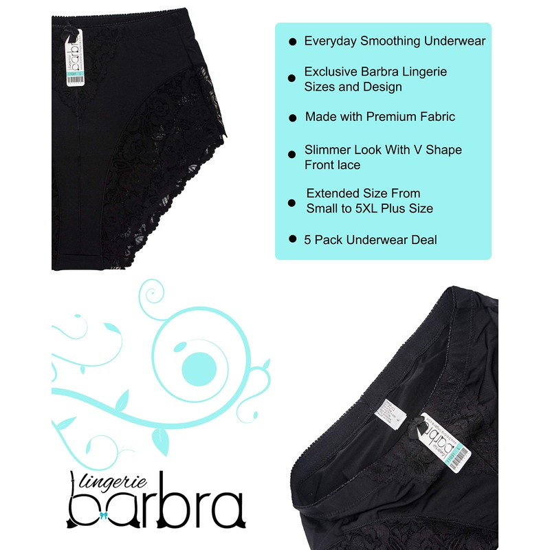 5 Pack Plus Size Underwear Women Light Control Briefs Panties