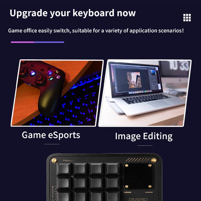 NLOFIN Double Knob Custom Macro Pad Programmable Designer Mini Keyboard