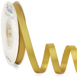 Ribbli Double Faced Gold Satin Ribbon,3/8” x Continuous 25 Yards,Use for Bows Bouquet,Gift Wrapping,Floral Arrangement