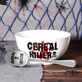 Nefelibata Cereal Killer Bowl and Spoon Set 23 oz Christmas Man's Birthday Retirement Engraved Funny Gift Box Basket for Him Papa's Grandfather's Uncle's Friend's Present Set of 2