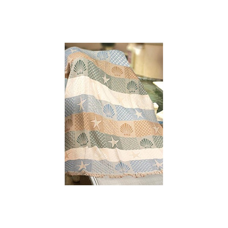 Manual Cotton Throw Blankets Seashells by The Seashore 2 Layer