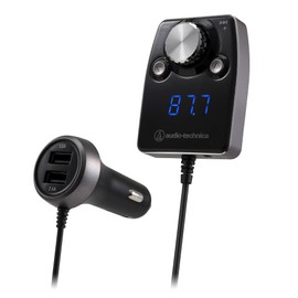 Audio-Technica AT-FMR5BT BK Bluetooth FM Transmitter, Separated Type, 141ch Smartphone Charging, Tablet Charging, USB, Black