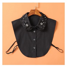 Yurosiay Rhinestone False Collar Women's Cotton Collar Insert Fashion Elegant Women Collar Removable Shiny Rhinestone Blouse Collar Insert Collar Insert Half Shirt Women One Size Black 2#