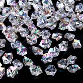 DomeStar Iridecent Fake Ice, 150PCS Sparkling Vase Fillers Fake Diamonds Clear Gem Stones DIY Crafts Wedding Table Scatter Decoration