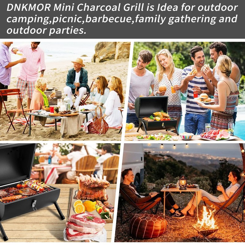 Portable Charcoal Grill, Tabletop Outdoor Barbecue Smoker, Small BBQ Grill
