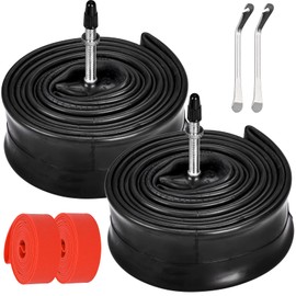 EIIEHX 2-Pack 26 27.5 29 x 1.75-2.125 Bicycle Inner Tubes, 48MM French Valve with Metal Pry Bar and Wheel Protector Strip (27.5 * 1.75-2.15)