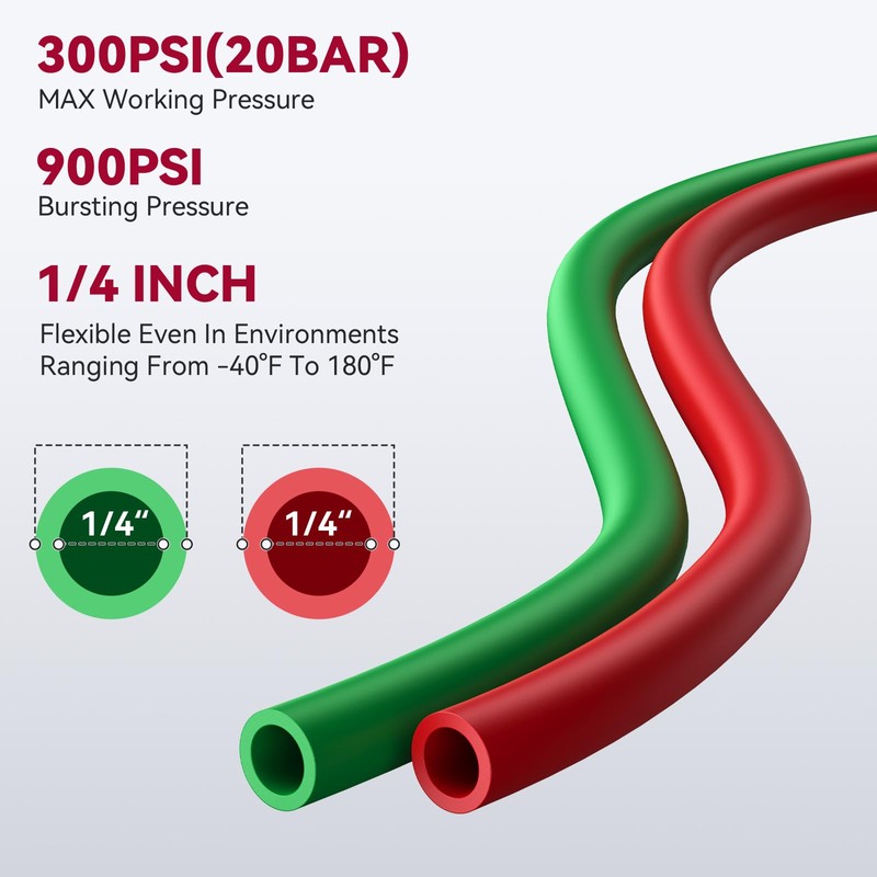 ARCCAPTAIN Grade T Oxygen Acetylene Hose, 1/4" x 50 FT