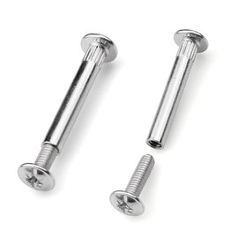 aupawdy 15 Pieces Metal Connecting Screws Bolts M5 Abinet Connectors Door Handle Screws with Connecting Bolts Sleeves Nickel Plated Screw for Furniture Frames Hardware Cupboard Silver