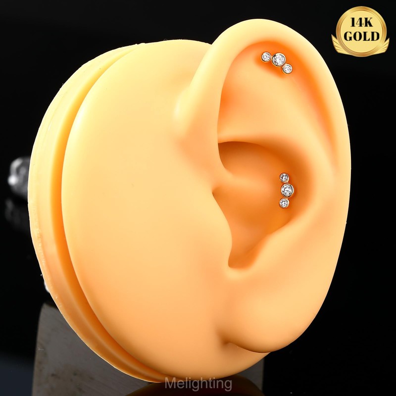 Melighting - Piercing de oro macizo de 14 quilates para