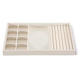 Dansmiy Linen Ring Earring Bracelet Necklace Storage Tray, Stackable Multifunctional jewelry Set Display Tray, Jewelry Organizers Shop Showcase Holder Tray, Makeup Table Organizer Plate