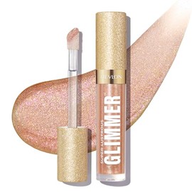 REVLON REVLON Super Lustrous Glimmer Gloss, Non-Sticky Lip Gloss, High-Shine Finish, Plant-Based Glitter, 004 Happy Hour, 0.13 fl oz