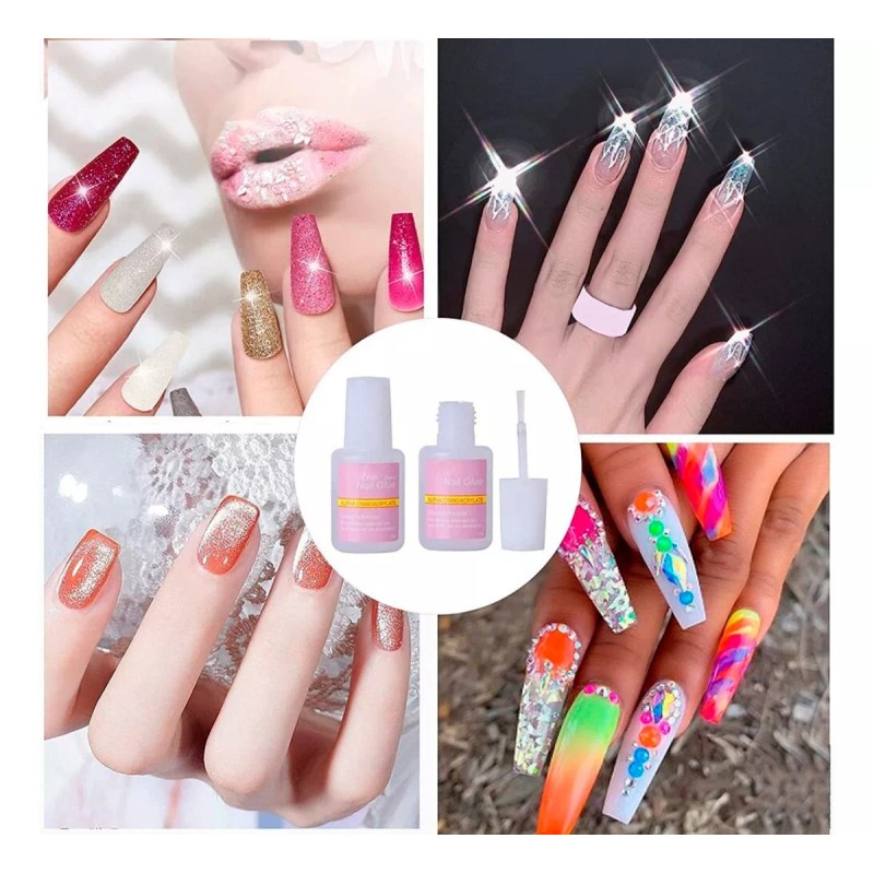 Veraly 3pzs Pegamento Tips Uñas Postizas Uñas Press On Transparente