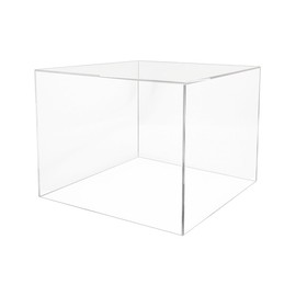 Acrylic Display Box Clear 5 Sides with One Open Side 12" x 12" x 9" No Lid Versatile Square Glossy Merchandise Storage Bin or Retail Product Pedestal by Marketing Holders