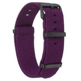 sourcing map Elastic Nylon Watch Band 20mm One-Piece French Watch Strap Waterproof Replacement Wristwatch Strap with Black Buckle for Men Women, Purple