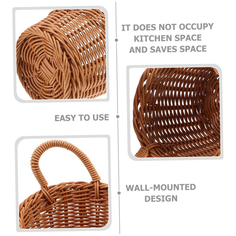 CIYODO 2pcs Woven Storage Basket Wall Hanging Fruit Basket for