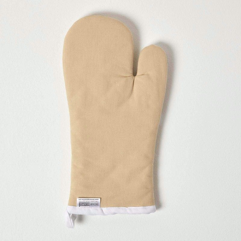 HOMESCAPES - Pure Cotton Oven Glove - Stars - Beige