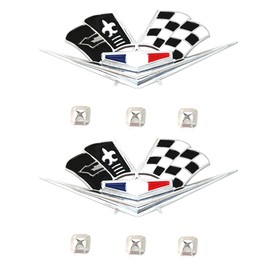 2Pcs 1962-1963 Impala 327 409 Belair Front Fender Emblem Replacement for Corvette (Silver Black)