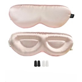 PROMEED 23 Momme Mulberry Silk Sleep Mask - Ultra Soft No-Pressure 3D Contoured Eye Mask with Eye Cups, Adjustable Blackout Sleeping Mask for Women & Men (Pink)