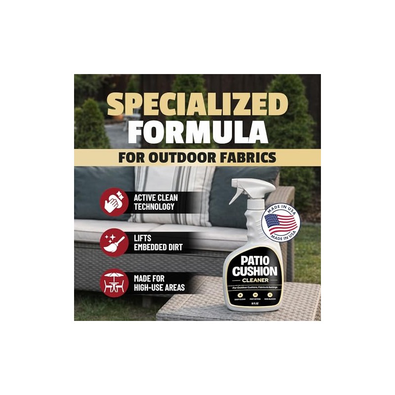 Patio Cushion Cleaner Outdoor Fabric Cleaner - Deep Cleans Dirt,