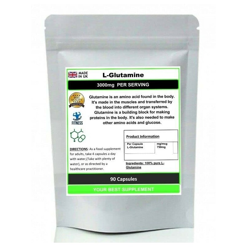 L Glutamine Capsules 750mg Amino Acids Pure HIGH Absorbent 30