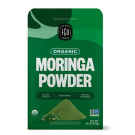 FGO Organic Moringa Oleifera Leaf Powder, 16oz Bulk Resealable Pouch, Sourced from India, Non-GMO, Packaging May Vary (Pack of 1)