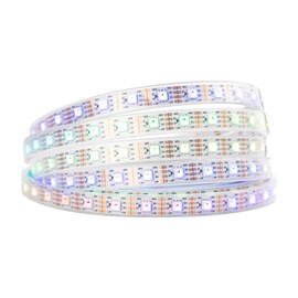 BTF-LIGHTING WS2815 IP67 Waterproof Upgraded WS2812B Individually Digital Addressable 3.2ft 144 Pixels RGB LED Flexible Strip Light 5050 SMD Dual Signal Magic Dream Color DC12V White PCB