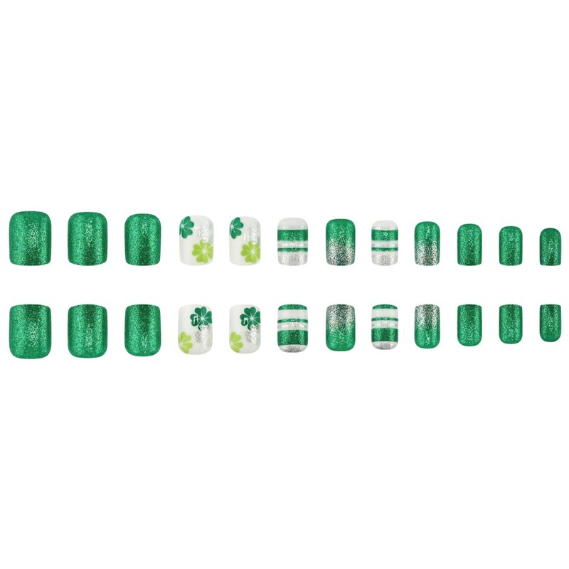 LBPEPAMZ 24Pcs St. Patrick's Day Press on Nails Short Square