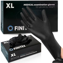 FINITEX Black Disposable Gloves, Pack of 100, XL Disposable Nitrile Gloves, Powder-Free, Latex-Free, Food Grade, Cleaning, Medical Examination, 5 ml