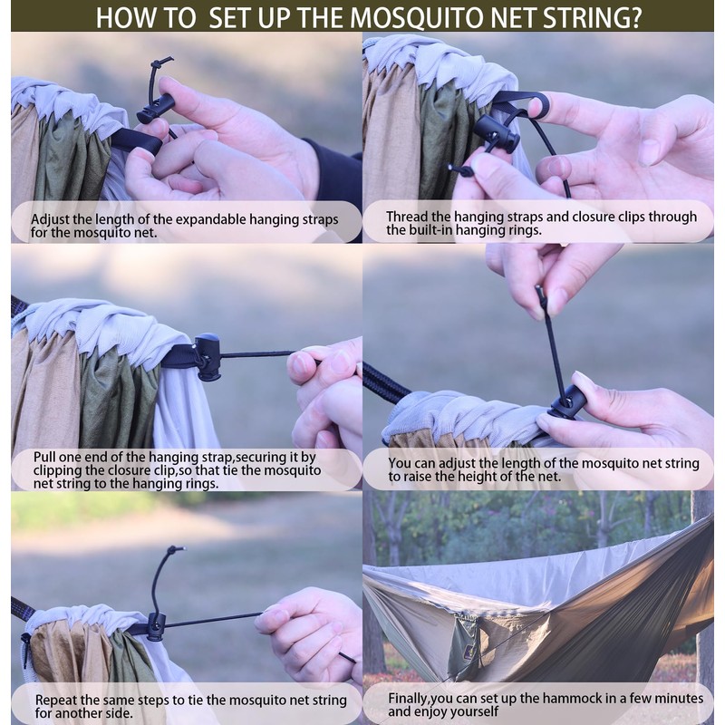 Camping Hammock, Portable Hammocks with Mosquito Net,Lightweight Nylon Parachute Hammock