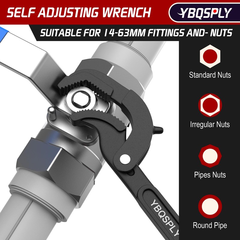 YBQSPLY Pipe Wrench Set, 10” and 15” Self Adjusting Wrench