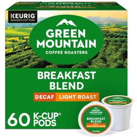 Green Mountain Coffee Roasters Breakfast Blend Decaf, Keurig Single Serve K-Cup Pods, Light Roast Coffee, 60 Count, (6 Packs of 10)
