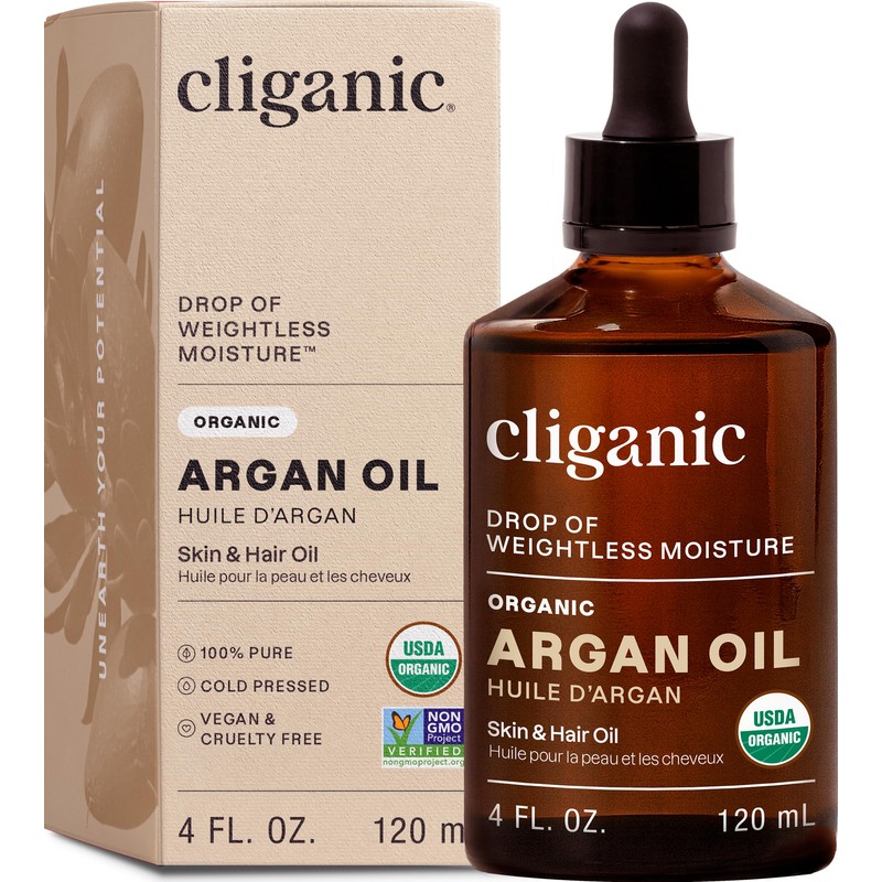 Cliganic Aceite de Argán Orgánico Ingrediente Único, Marruecos, 120 ml